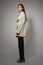 Oatmeal Western Embroidered Button-up Jacket