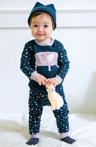 Navy Walking Elephant Long Sleeve PJs Set