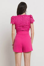 Fuschia Lace Top Solid Bottom Romper