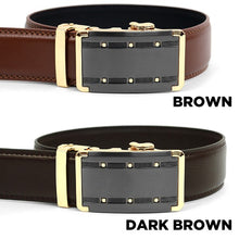 Mens Genuine Leather Sliding Buckle Belt
