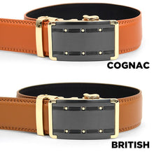Mens Genuine Leather Sliding Buckle Belt
