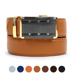 Mens Genuine Leather Sliding Buckle Belt