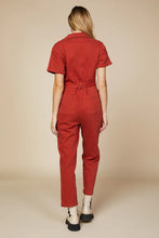 Rust Short Sleeve Washed Utility Jumpsuit