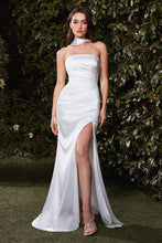 Off White Satin Strapless Bridal Dress