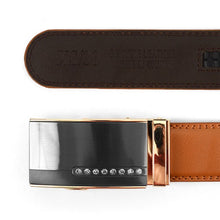 Mens Genuine Leather Sliding Buckle Belt