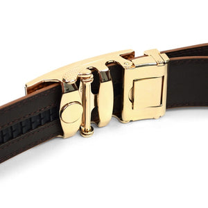 Mens Genuine Leather Sliding Buckle Belt