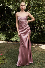 White Corset Cowl Satin Gown