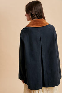 Midnight Corduroy Collared Cotton Chore Jacket