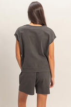 Black Sleeveless Crew Neck Top And Shorts Set