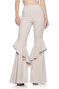 Nude Flares Into Bell Bottoms Ruffles Pants