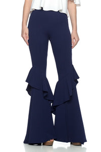 Royal Blue Flares Into Bell Bottoms Ruffles Pants