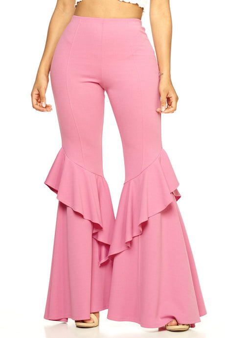 Rose Flares Into Bell Bottoms Ruffles Pants
