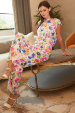 White Multi Sequin Flower Boots Cut Long Pants