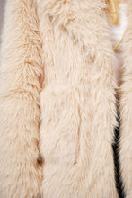 Light Taupe Shaggy Notch Collared Faux Fur Coat