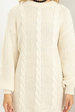 Cream Cable-Knit Ribbed Mini Sweater Dress