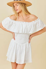 White Off Shoulder Romper With Back Tie Detail