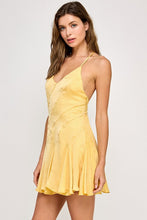 Yellow Satin A-line Mini Dress