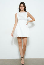 White Sleeveless Pearl Trim Bow-back Mini Dress