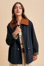 Midnight Corduroy Collared Cotton Chore Jacket