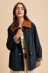 Midnight Corduroy Collared Cotton Chore Jacket