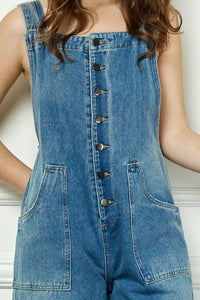 Medium Wash Denim Multi Button Fatigue Overall