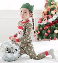 Green Cookie Santa Long Sleeve Pajamas Set