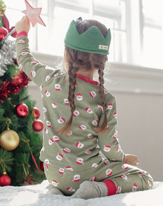 Green Cookie Santa Long Sleeve Pajamas Set