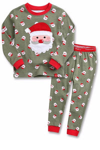 Green Cookie Santa Long Sleeve Pajamas Set