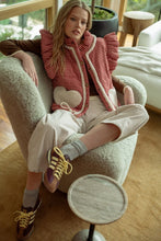 Red Gingham Pattern Sherpa Pocket Vest