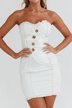 White Front Button Light Denim White Mini Dress