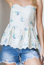 Blue Combo Flower Printed Lace Tube Top