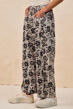 Grey/Black Rose Printed Twill Barrel Pants