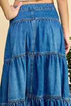 Front Button 3 tiered Denim Skirt