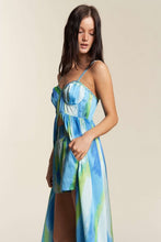 Blue Combo Braided Spaghetti Strap Maxi Top With Shorts