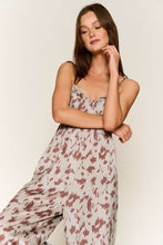 Olive Brown Animal Print Spaghetti Strap Tie Back Jumpsuit