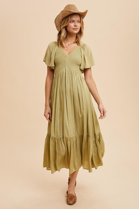 Dusted Palm Modal Smocked Dress