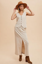 Linen Cotton Linen Split Seam Maxi Skirt