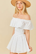 White Off Shoulder Romper With Back Tie Detail