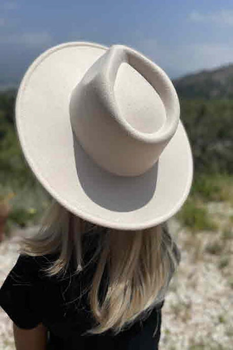Ivory Flat Brim Fedora Fashion Hat For Kids