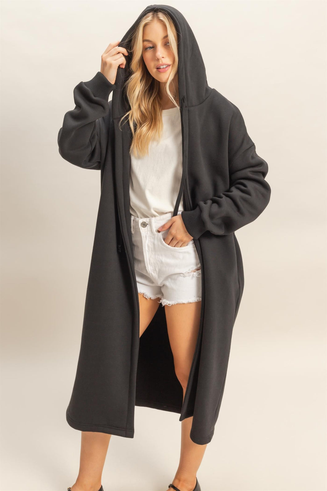 Black Fleece French Terry Hood Coat