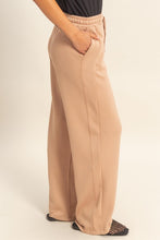 Dark Taupe Elastic Waist Wide-leg Pants