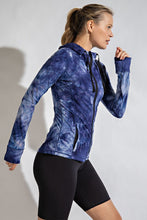 Blue/White Plus Size Tie Dye Fitted Jacket