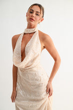 Ivory Shimmered Muse Halter Dress