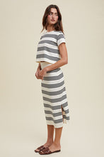 Cream/Black Striped Sweater Top And Skirt Set