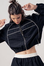 Black Retro Sport Cropped Track Jacket