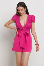 Fuschia Lace Top Solid Bottom Romper