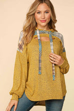 Butterscotch/Olive Multi Color Check Peekaboo Cut Out Hoodie