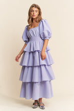 Lavender Square Neckline Ruffle Tiered Maxi Dress