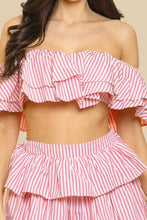 Pink Off-Shouldeer Ruffled Top With Matching Ruffle Bot