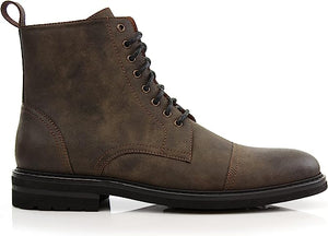 Cigar Woolen and Leather Lace-up Fashion Chukka Boots with Zipper Closure